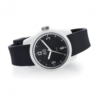 40NINE BASIC 35MM  Quarz Polymer Silikon Schwarz Weib Unisex Uhr