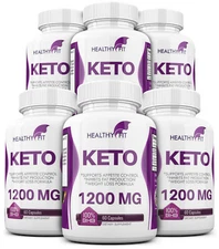 6 X KETO BHB 1200mg PURE Ketone FAT BURNER Weight Loss Diet Pills Ketosis 