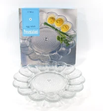 Vintage Indiana Glass Relish Deviled Egg Tray Dish Platter Hobnail  Plate 11"