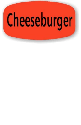 AMERICAN ONLINE PRODUCTS CHEESEBURGER MERCHANDISE store LABELS 1000 PER ROLL FL RED STICKER