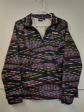 Fila Sport Performance Women's Jacket Black with Rainbow Accents Large