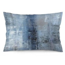 Blue and Grey Abstract Art Painting Throw Pillow Cover Queen Size Blue Grey