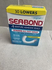Denture Adhesive Seals, Original Lowers, Zinc-Free, All-Day-Hold, 30 Count