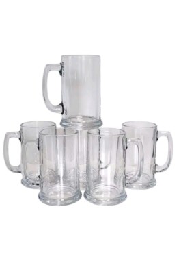 Libbey Tankard Beer Mugs Set Of Six 12oz, Sturdy Vintage Barware. 