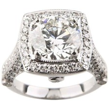 2.05 CT Simulated Round Cut White Sapphire Women's Engagement Ring In 935 Silver