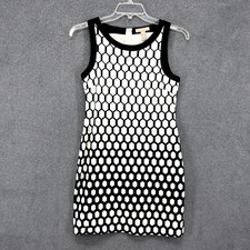 BANANA REPUBLIC Dress Womens 8 White Black Geometric Pencil Bodycon Sleeveless