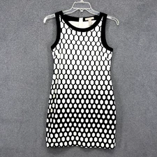 BANANA REPUBLIC Dress Womens 8 White Black Geometric Pencil Bodycon Sleeveless