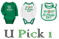 St Patricks Day 1st Bodysuit Bib Outfit Holiday Carters little Boys Unisex 1 st