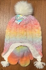 The Children's Place Toddler Rainbow Pom Hat and Mittens Set - 4-5T
