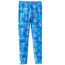 Frozen Elsa Little Girls Fleeced Lined Blue All Over Print Leggings- NWT