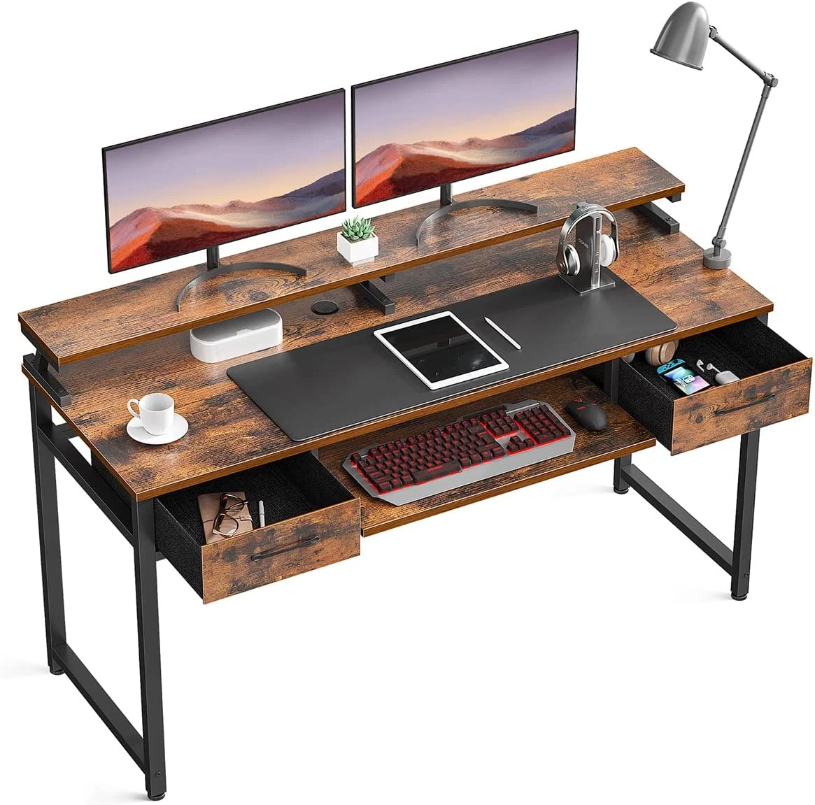 Modern computer desk on sale with keyboard tray