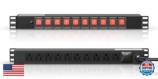 10 Outlet Rack Mount Power Strips with Individual Switch,1U Rack Mount PDU Po