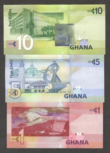 Lot 5 Pcs Set Ghana 1 5 10 20 50 Cedis P-45 To 49 2019 UNC - Picture 6 of 6