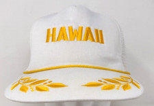 Vintage Hawaii Mesh Trucker Hat Cap White Foam Rope Snapback Hawaiian Headwear