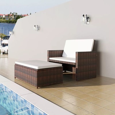 Garden Lounge Set with Cushions Poly Rattan Sofa Couch Bench Stool Furniture