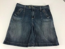 GAP JEANS Jean Skirt Denim Size 10 Distressed Center Pleat Zipper Pockets