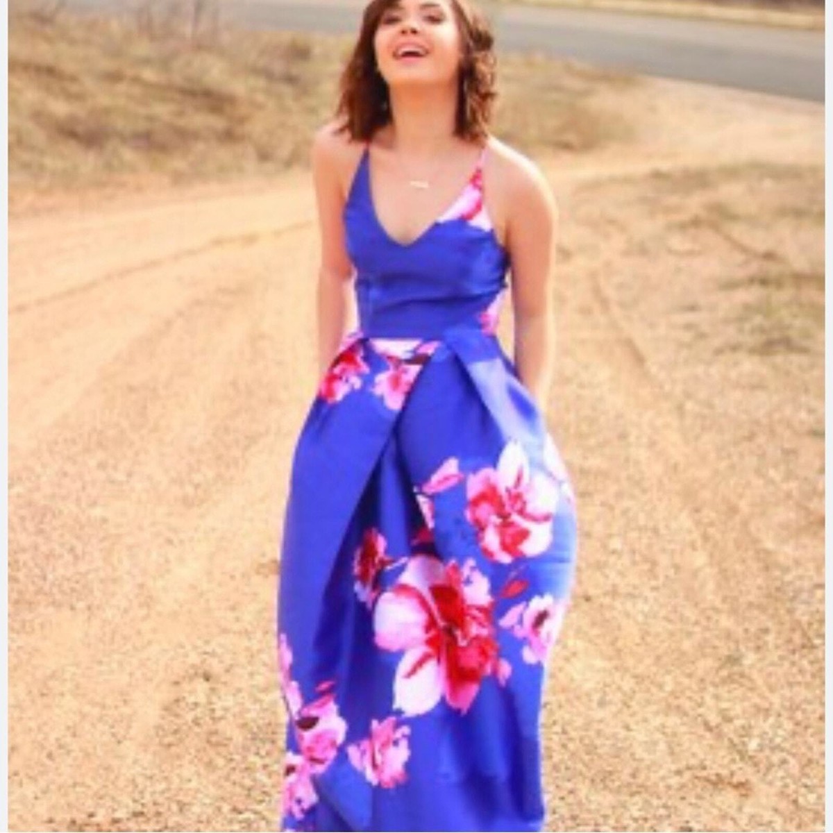 open lace back dress Floral Pink Sweetheart Ruffle A-line Prom Dress with Slit – Dressesforparty main image 1