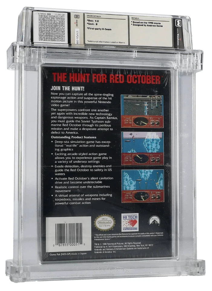 1991 Nintendo NES The Hunt For Red October Graded WATA 9.0 B Sealed Sean Connery - Image 4 of 4