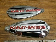 Genuine Harley Gas Tank Emblems Badges Knucklehead 1940-1946 Chrome red OEM New!