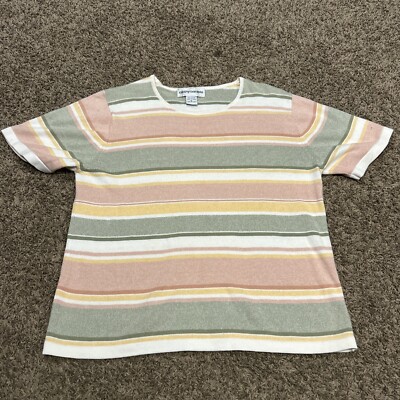 Cathy Daniels Women s M Cotton Striped Shirt Short Sleeve B1