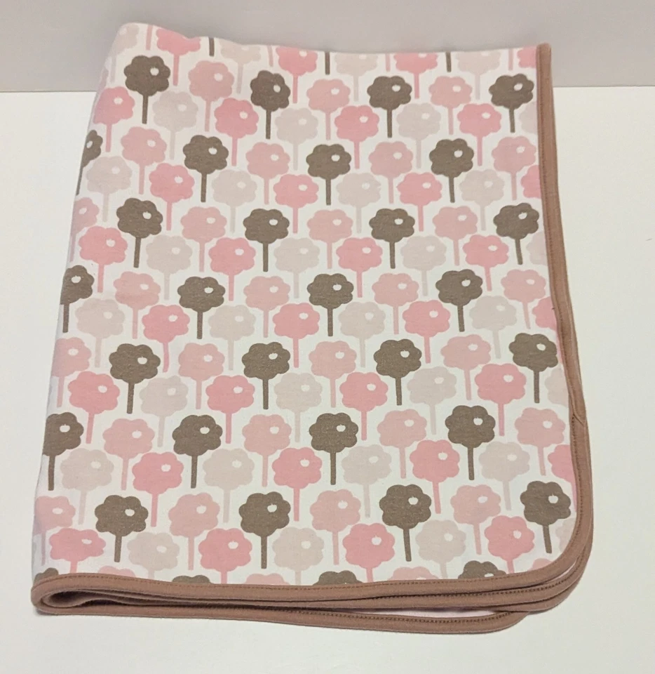 Dwell Studio For Target Pink Brown Tree Plants Cotton Baby Blanket Thick - Image 3 of 4