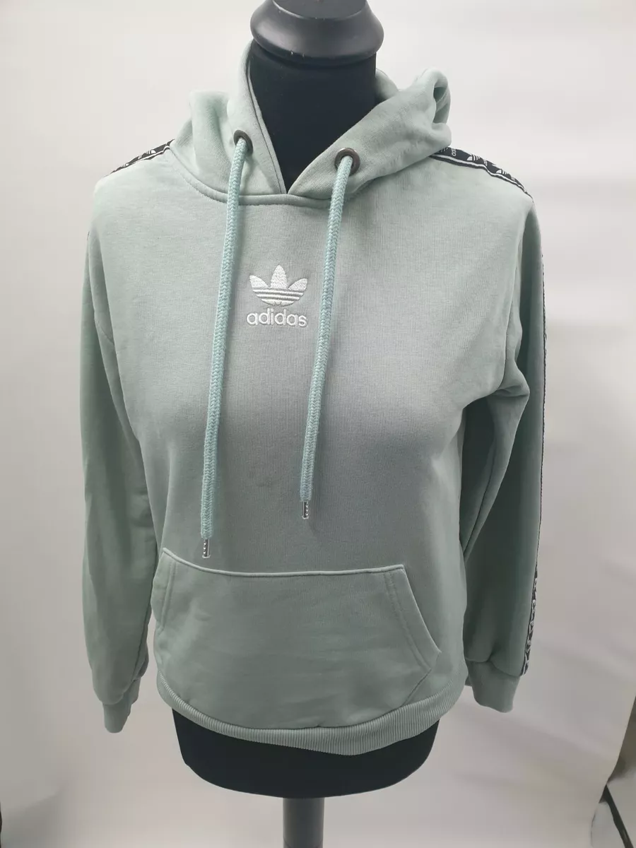 Girls Junior Teenager Green Adidas Sport Hoody Hoodie Logo Size