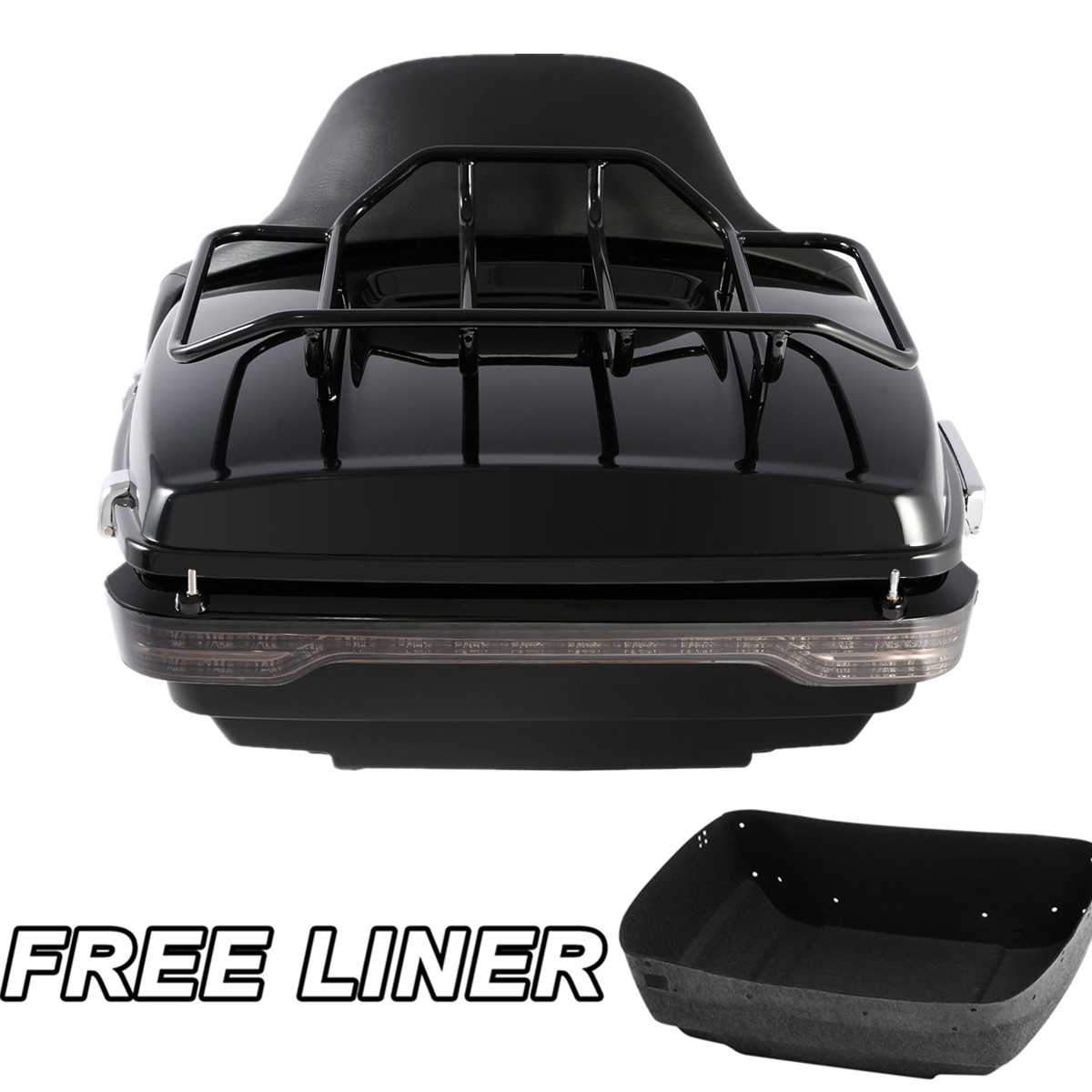 King Trunk Backrest Pad Brake Tail Light Fit For Harley Touring Road Glide 14-25