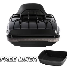 King Trunk Backrest Pad Brake Tail Light Fit For Harley Touring Road Glide 14-25