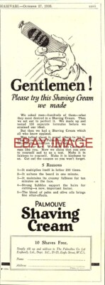 Werbung für PALMOLIVE Rasiercreme (2) Vintage Original 1926 Druckanzeige 726/96