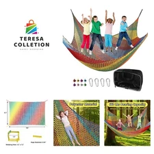 Versatile Double Layer Kids' Climbing Cargo Net - 6.5' x 9.8' Multicolor Design