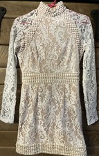 Pretty Little Thing Women’s White Lace High Neck Dress Size 4