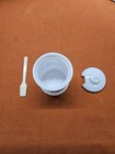 Vintage Hazel Atlas Milk Glass "Sweet Pea" Salve or Spice Jar w/Lid, Spatula — photo 5
