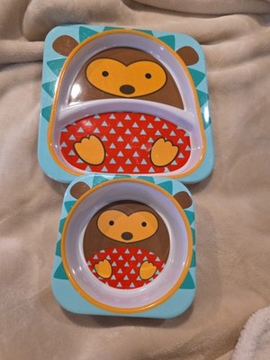 Skip-hop Zoo Hedgehog Divided Plate And Bowl Set EUC