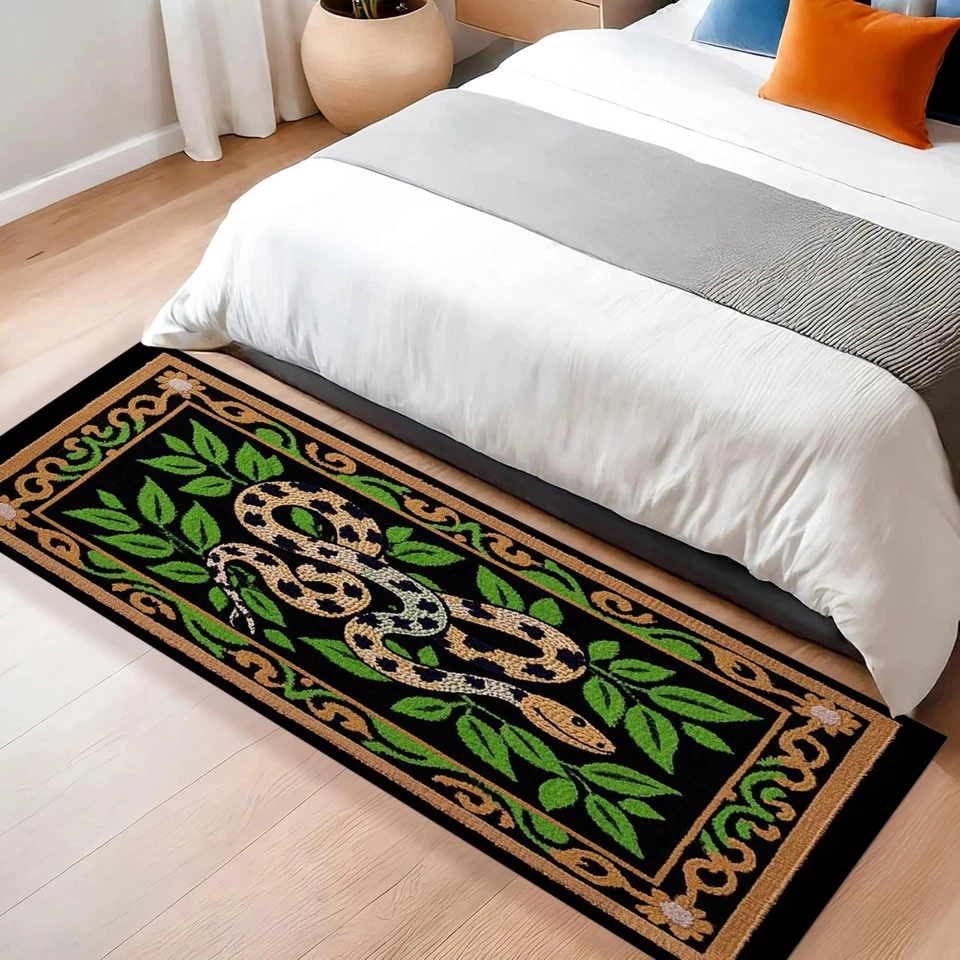 Alfombra Corredor Serpiente, Alfombras Lavables Animales Góticos 2x6 pies, Antideslizante Suave Pila Baja Fol... Foto 3 de 4