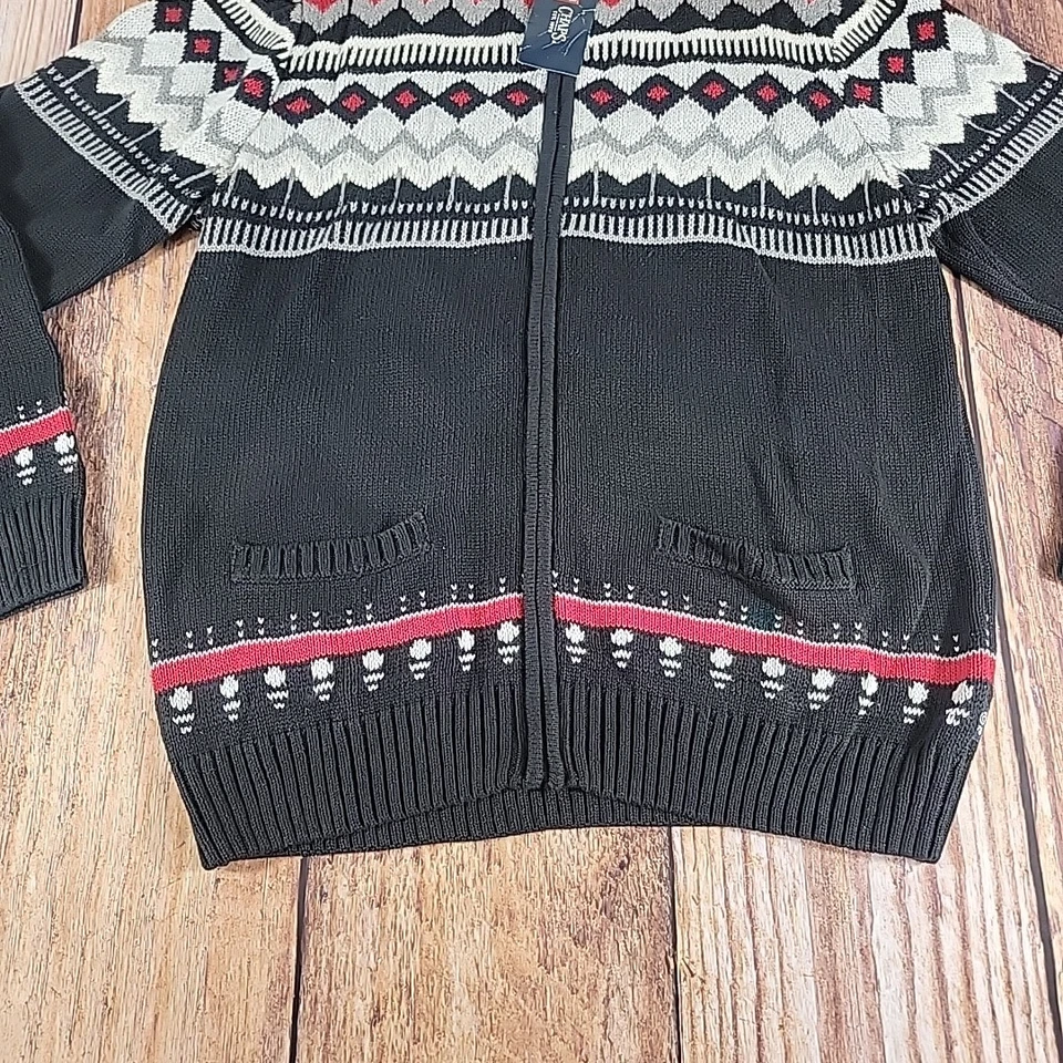 Nuevo con etiquetas Cárdigan Chaps Suéter de Esquí Hombres L Negro/Rojo Lodge Fair Isle Manga Larga Foto 2 de 4