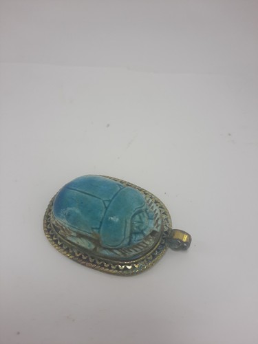 EGYPTIAN SCARAB BEETLE BLUE Pendant Made in Egypt , Handmade Egyptian Amulet - Picture 7 of 8