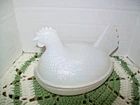 Indiana Glass, Hen On A Nest Milk Glass,  White Chicken Dish Vintage