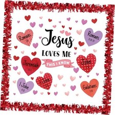 57 Pcs Christian Valentine's Day Bulletin Board Jesus Love Me This is I Know