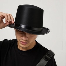Black Top Hat Steampunk Magician Costume Props for Party Adult Kids Show