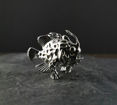 Anhänger Silber 925 Anglerfisch - Tiefsee & Ozean Sealife zauberhaft massiv 