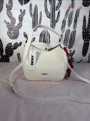 DKNY White Crossbody Bag with Red Heart Charm Y2K 2000s Purse Handbag New