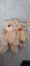 Steiff Teddy Bears Lot Medium Small with Yellow Ear Tags and Red Ribbon
