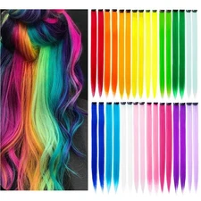 32Packs Colored Hair Extensions 20Inch Straight Color Clip in on Hair Extensi...