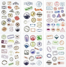 60 Sheets Passport Travel Stickers Passport Postage Stamps Stickers Decorative V