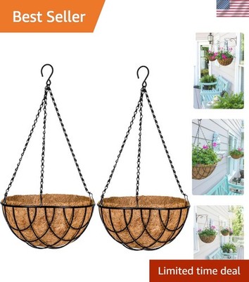 Versatile 10-Inch Hanging Planter Baskets with Coco Liners for Garden Décor