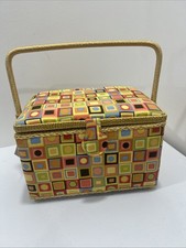 Prym Dritz St. Jane Multicolored Sewing Basket 11" Wide W/Accessory Tray & Tags