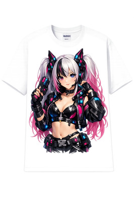 Cyberpunk Anime Waifu Girl Graphic T-Shirt Neon Tech Unisex Tee