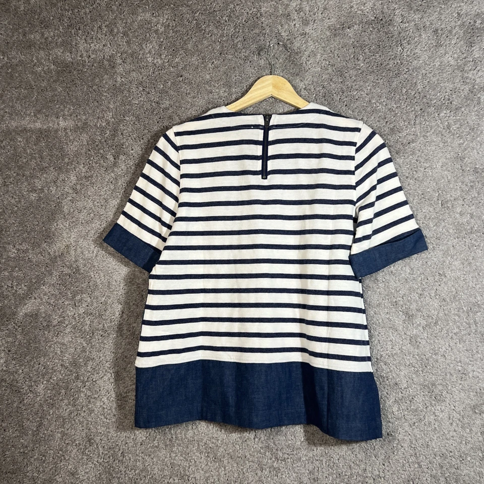 AG Adriano Goldschmied женщин маленький синий белый верхний декольте короткий рукав - Изображение 2 из 4