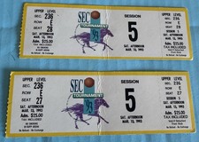 1993 Basketball SEC TOURNAMENT Kentucky Wildcats Ticket Stubs Lot of 2
