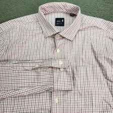 Johnnie-O Performance Shirt Mens Large Pink Grey Gingham Check Button Down L/S